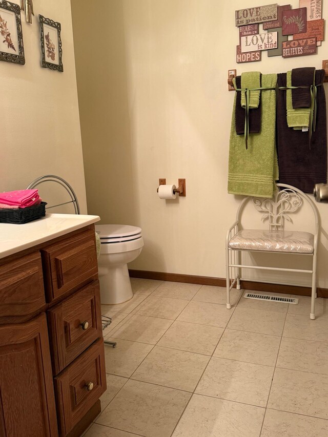 31044 Acorn Lake Rd, Frazee, MN 56544 - half bathroom featuring vanity and tile patterned floors