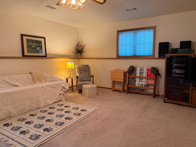 31044 Acorn Lake Rd, Frazee, MN 56544 - living room featuring carpet floors and ceiling fan