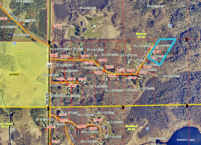 39631 342nd Ln, Aitkin, MN 56431 - aerial overview of property's location featuring property boundaries highlighted