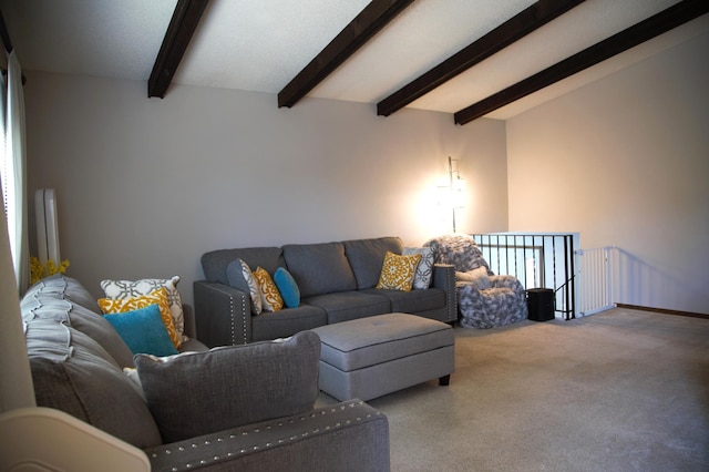 8301 Sumter Ave N, Brooklyn Park, MN 55445 - living area with carpet flooring and beam ceiling