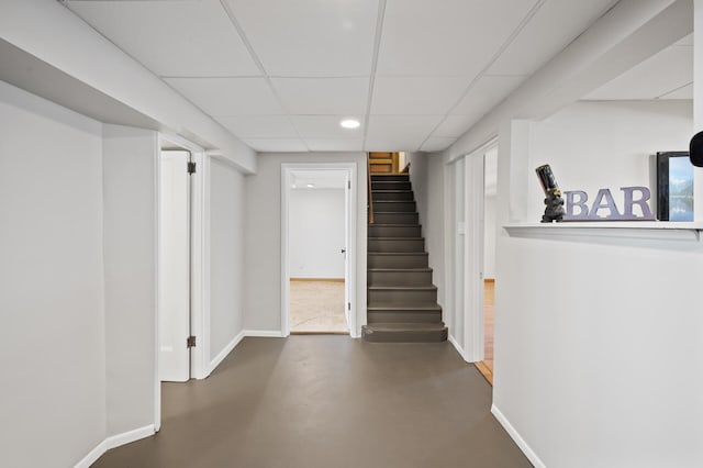 5321 Park Ave, Minneapolis, MN 55417 - finished below grade area featuring stairs, a drop ceiling, and recessed lighting
