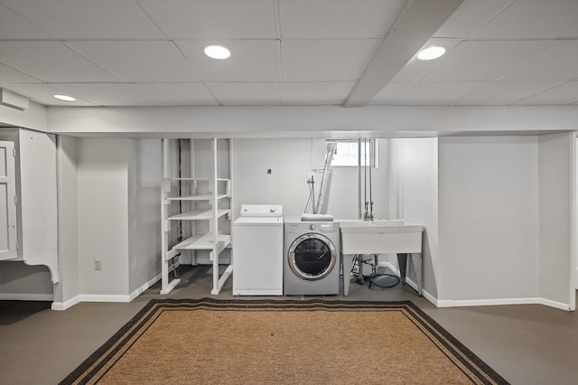 5321 Park Ave, Minneapolis, MN 55417 - laundry room with washer and clothes dryer and recessed lighting