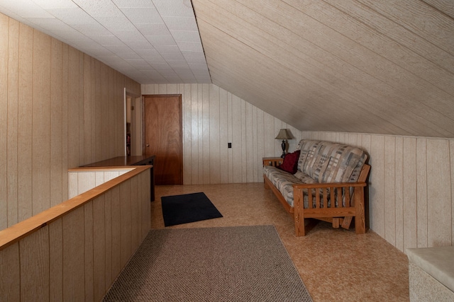 6770 County Road 65 NE, Deer River, MN 56636 - living area featuring wood walls and lofted ceiling