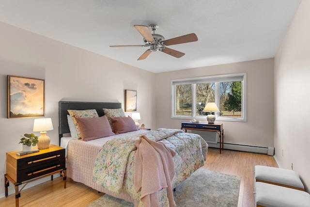 4380 Brookside Ct Unit 103, Edina, MN 55436 - bedroom with light wood finished floors, a baseboard heating unit, and ceiling fan