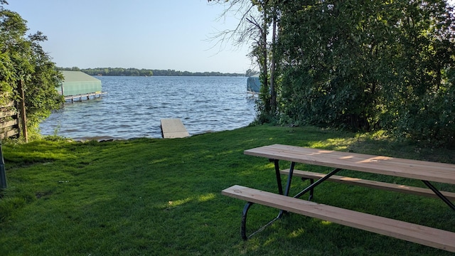 3271 Casco Cir, Orono, MN 55391 - dock area featuring a water view and a lawn