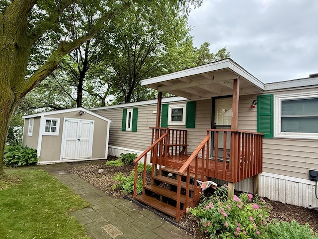 14 Silvers Resort, Elysian, MN 56028 - wooden deck with a storage unit