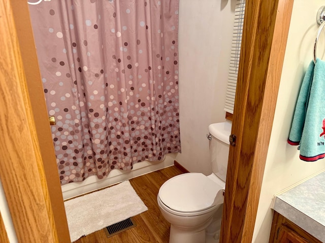 14 Silvers Resort, Elysian, MN 56028 - full bathroom featuring wood finished floors, shower / bath combination with curtain, and vanity