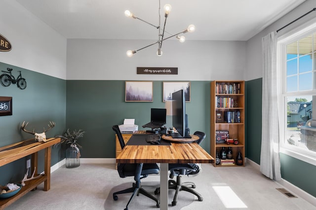 1126 Stonebridge Path, Jordan, MN 55352 - carpeted home office featuring a chandelier and baseboards