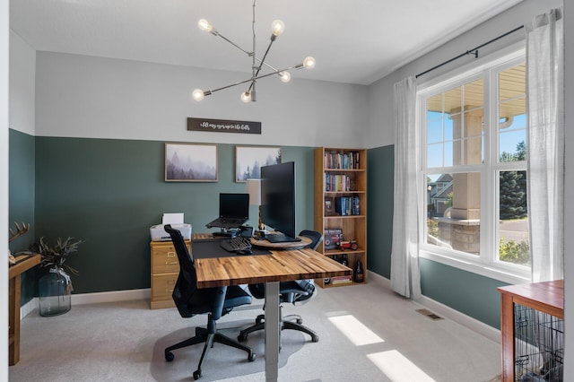 1126 Stonebridge Path, Jordan, MN 55352 - carpeted office space with a chandelier and plenty of natural light