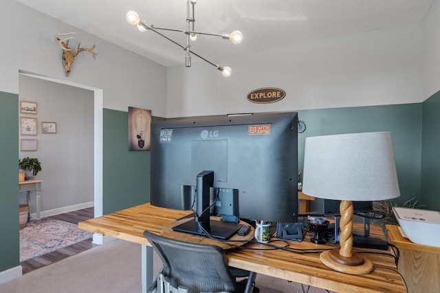 1126 Stonebridge Path, Jordan, MN 55352 - office with wood finished floors and a chandelier