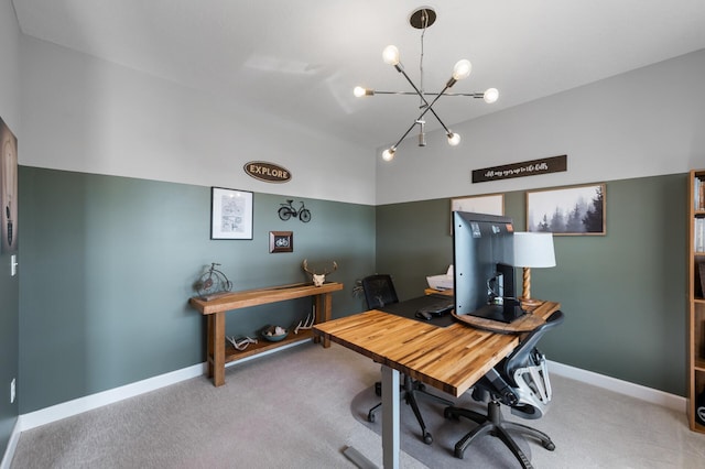 1126 Stonebridge Path, Jordan, MN 55352 - carpeted home office with a chandelier and baseboards