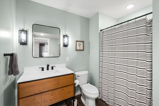 1126 Stonebridge Path, Jordan, MN 55352 - bathroom featuring vanity, wood finished floors, and curtained shower