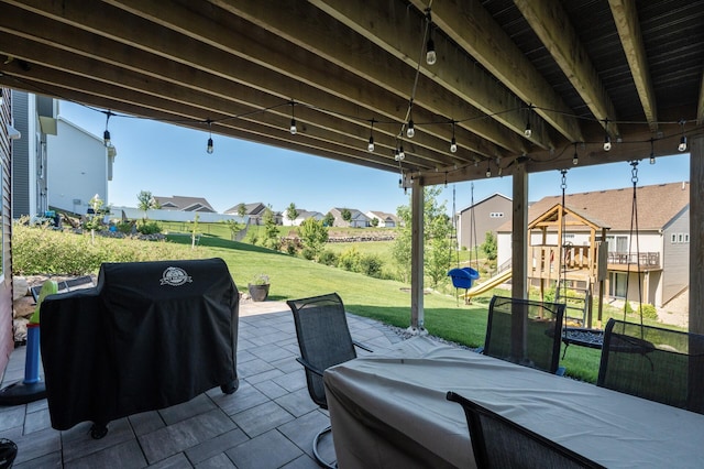 1126 Stonebridge Path, Jordan, MN 55352 - view of patio featuring a residential view, a playground, and area for grilling