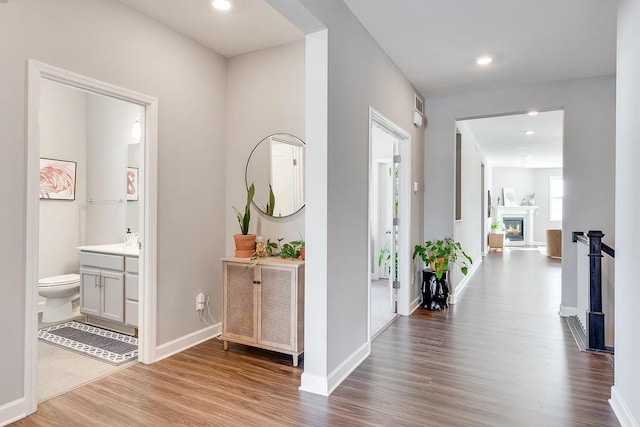 8251 62nd St, Bay South, Cottage Grove, MN 55016 - hall featuring wood finished floors and recessed lighting