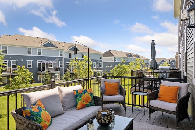 4297 Corn Silk Ln, Woodbury, MN 55129 - wooden terrace with a residential view and an outdoor living space