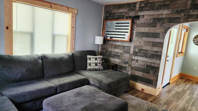 315 Woodworth St, Elmwood, WI 54740 - living room with wood finished floors and arched walkways