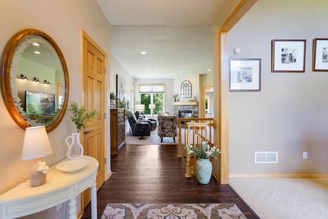 2064 141st Ln NE, Ham Lake, MN 55304 - hall featuring dark wood finished floors and recessed lighting