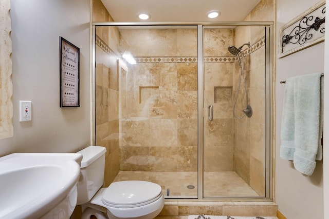 2064 141st Ln NE, Ham Lake, MN 55304 - bathroom with a shower stall and recessed lighting