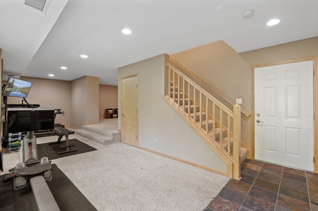 9610 28th Ave N, Plymouth, MN 55441 - living area featuring recessed lighting and stairway