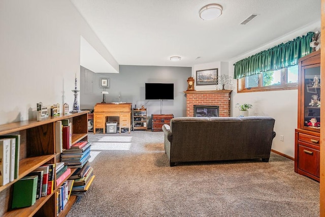 2711 Cedar Ave, Holmen, WI 54636 - carpeted living area with a fireplace