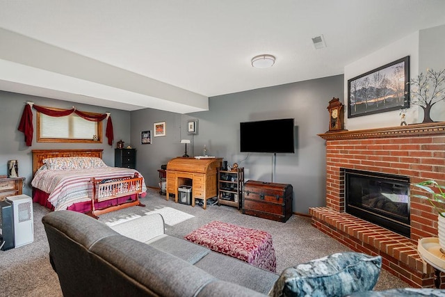 2711 Cedar Ave, Holmen, WI 54636 - bedroom with carpet and a brick fireplace