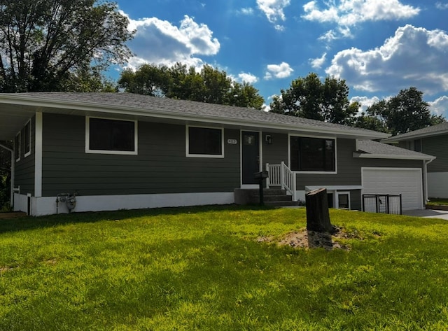 6113 Scott Ave N, Brooklyn Center, MN 55429 - ranch-style home featuring an attached garage, a front yard, driveway, and a shingled roof