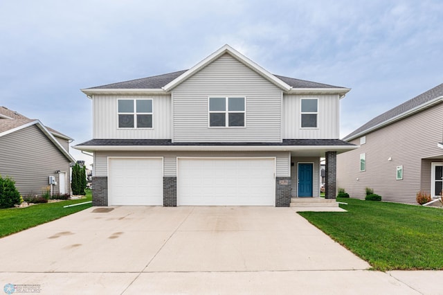 3137 6th St E, West Fargo, ND 58078 - view of front of property featuring an attached garage, board and batten siding, concrete driveway, and a front lawn