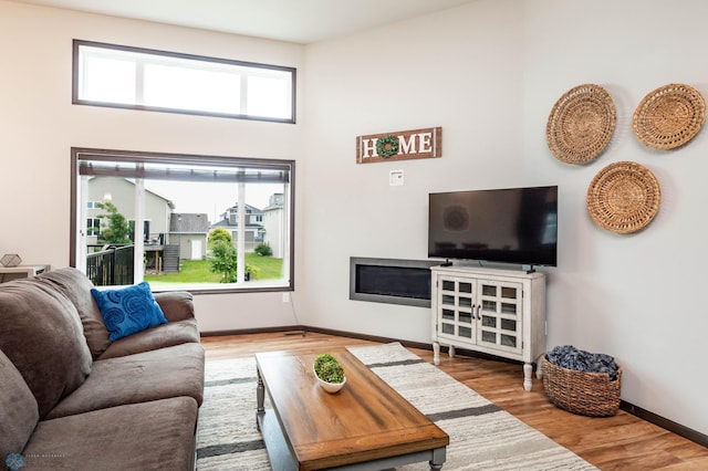 3137 6th St E, West Fargo, ND 58078 - living area featuring wood finished floors and a glass covered fireplace