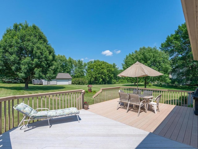 13680 57th St NE, Saint Michael, MN 55376 - wooden deck with a lawn and outdoor dining area