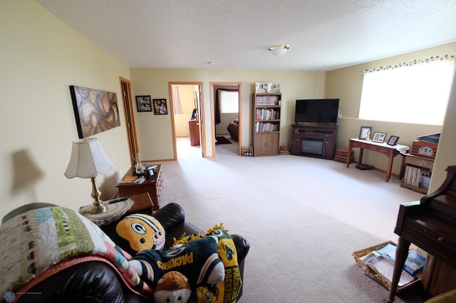 1815 49th St S, Fargo, ND 58103 - living room with carpet and a textured ceiling