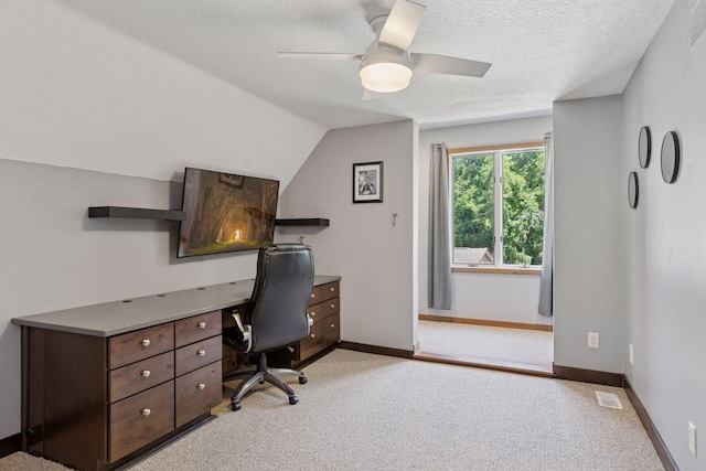708 Riverside Dr N, North Hudson, WI 54016 - office with a textured ceiling, light colored carpet, and a ceiling fan