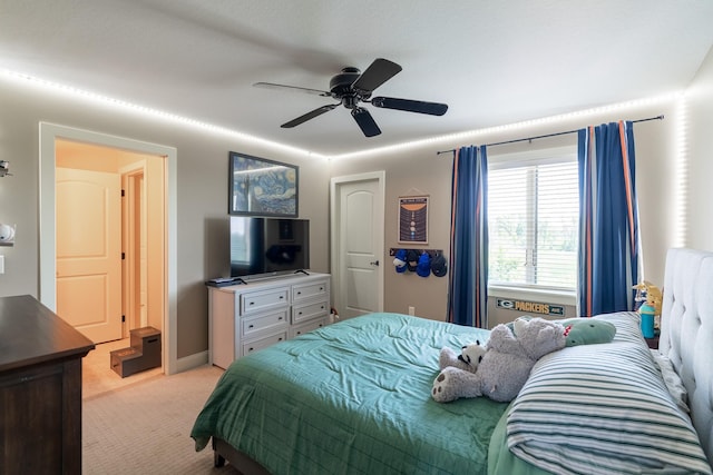 60515 235th St, Madison Lake, MN 56063 - bedroom with light carpet and ceiling fan