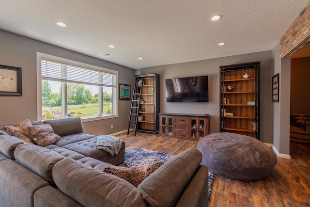 60515 235th St, Madison Lake, MN 56063 - living room with recessed lighting, wood finished floors, and a textured ceiling