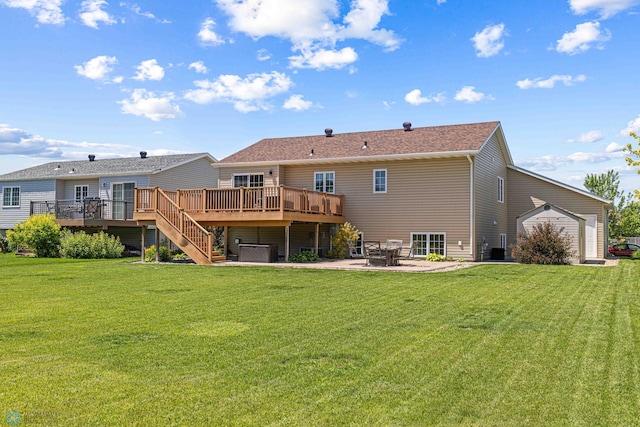 4515 Westport Pkwy, Fargo, ND 58078 - back of house featuring a wooden deck, a patio area, stairway, and a yard