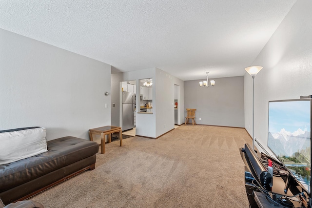3850 Plymouth Blvd Unit 204, Plymouth, MN 55446 - living area featuring a chandelier, light carpet, and a textured ceiling