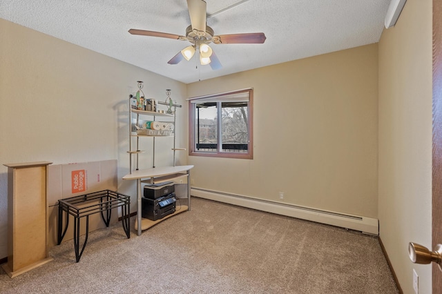 3850 Plymouth Blvd Unit 204, Plymouth, MN 55446 - carpeted office featuring baseboard heating, ceiling fan, and a textured ceiling