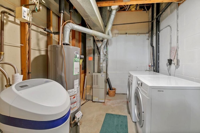 3615 156th St W, Rosemount, MN 55068 - laundry room with water heater, independent washer and dryer, and concrete block wall