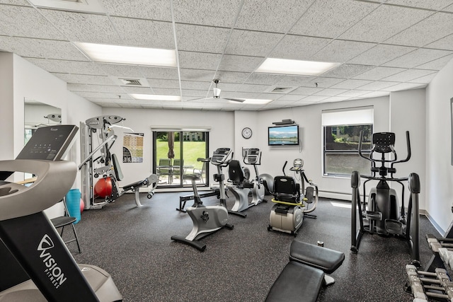 6615 Lake Shore Dr S Unit 314, Richfield, MN 55423 - gym featuring a paneled ceiling