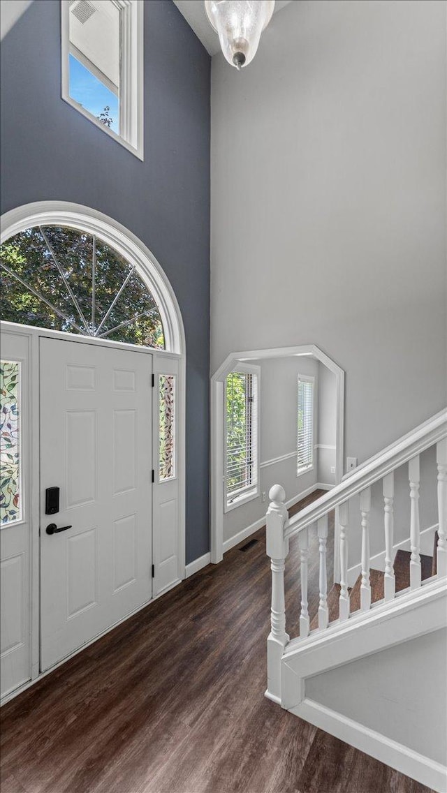 12720 Ibis St NW, Coon Rapids, MN 55448 - foyer entrance featuring a high ceiling and wood finished floors