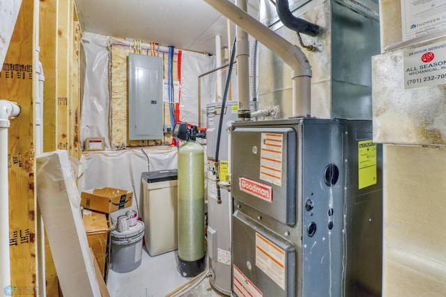 401 7th St E, Horace, ND 58047 - utilities featuring electric panel, water heater, and heating unit