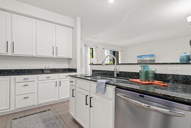 2566 Ellis Ave Unit 103, Saint Paul, MN 55114 - kitchen featuring dishwasher, light tile patterned flooring, and white cabinets