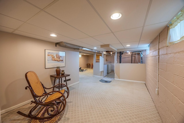 5229 42nd Ave S, Minneapolis, MN 55417 - finished basement featuring concrete block wall, independent washer and dryer, a paneled ceiling, and recessed lighting