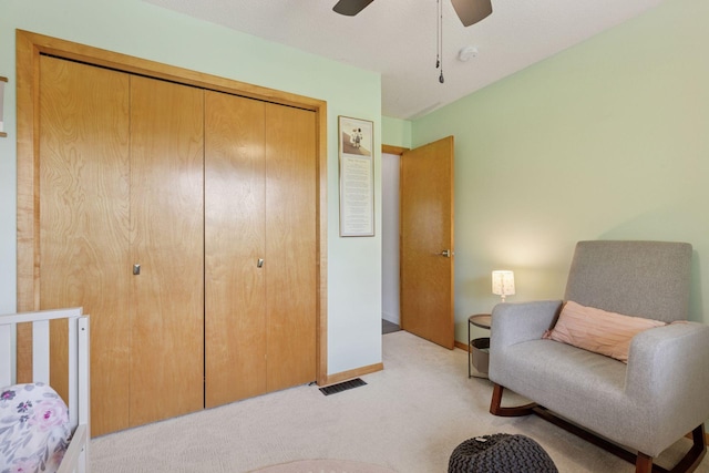 18675 86th Pl N, Maple Grove, MN 55311 - bedroom featuring light colored carpet, a closet, and ceiling fan