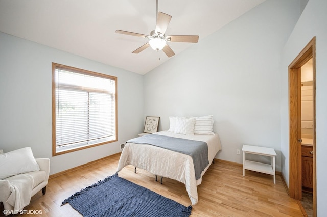4224 93rd Ave N, Brooklyn Park, MN 55443 - bedroom with lofted ceiling, light wood finished floors, and ceiling fan