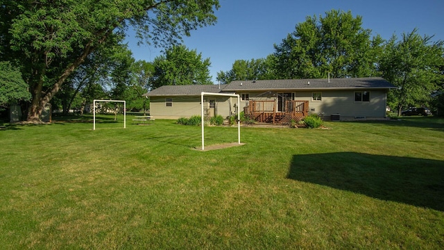 108 Viking Dr, Colfax, WI 54730 - rear view of property with a deck and a yard