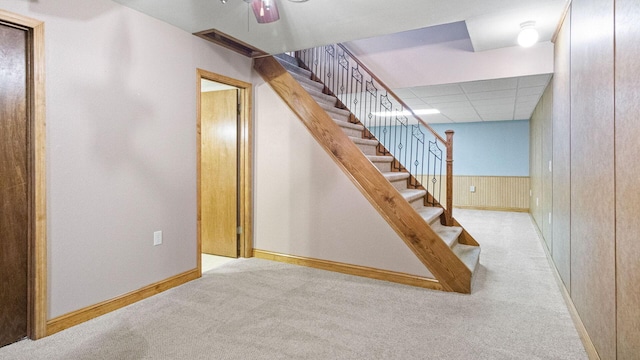 108 Viking Dr, Colfax, WI 54730 - staircase featuring carpet and a paneled ceiling