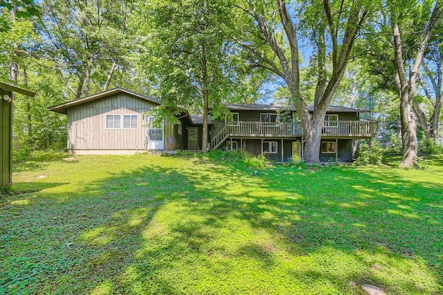 14829 50th St N, Baytown Twp, MN 55082 - view of green lawn featuring a wooden deck and stairs