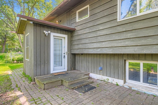 14829 50th St N, Baytown Twp, MN 55082 - doorway to property featuring a patio and board and batten siding