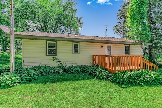 11965 State Highway 15, Kimball, MN 55353 - rear view of property featuring a lawn and a wooden deck