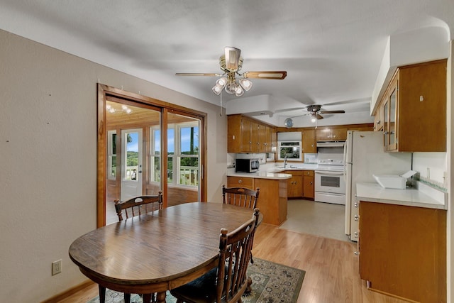 11965 State Highway 15, Kimball, MN 55353 - dining room featuring ceiling fan and light wood-style flooring